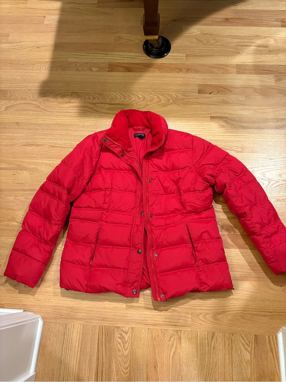 Lands' End Red Quilted Puffer Jacket - Women's